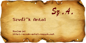 Szvák Antal névjegykártya